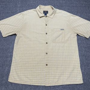 Woolrich Button Up Shirt Men’s Large Yellow Check Front Pocket